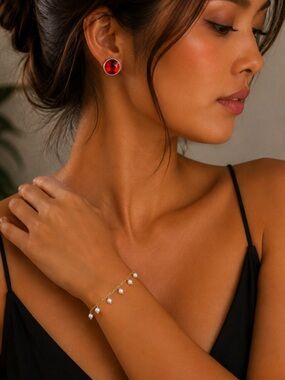Gold Pearl Drop Bracelet